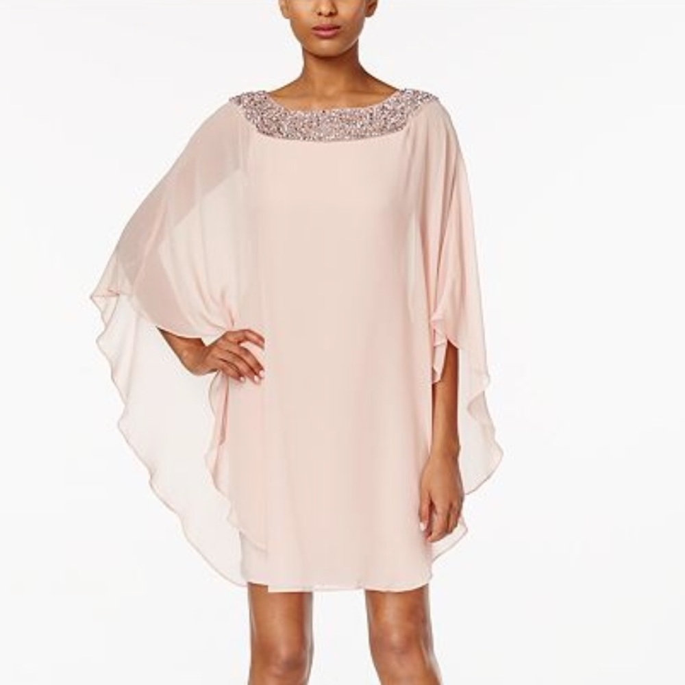 Beautiful chiffon pink dress w/ beaded design 16w